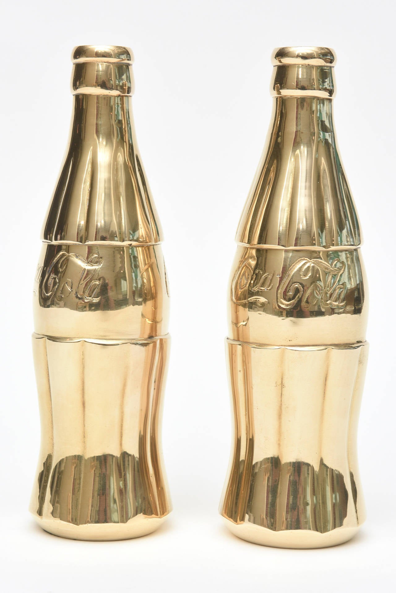 American Pair of Pop Art Polished Brass Coke Bottles SATURDAY SALE