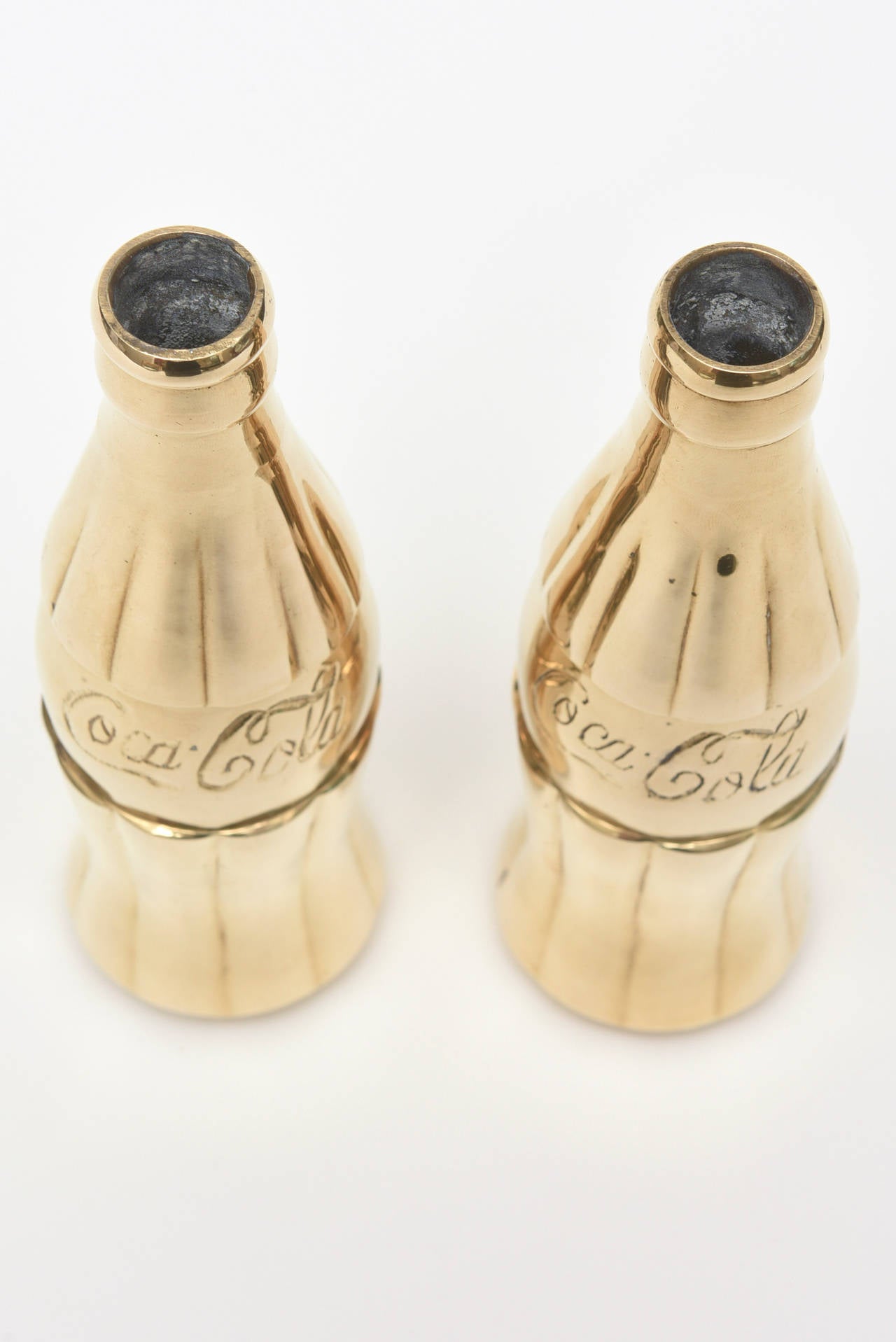 Pair of Pop Art Polished Brass Coke Bottles SATURDAY SALE 1