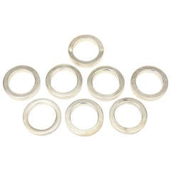 Set of Eight Circular Modernist Retro Silver-Plate Napkin Rings