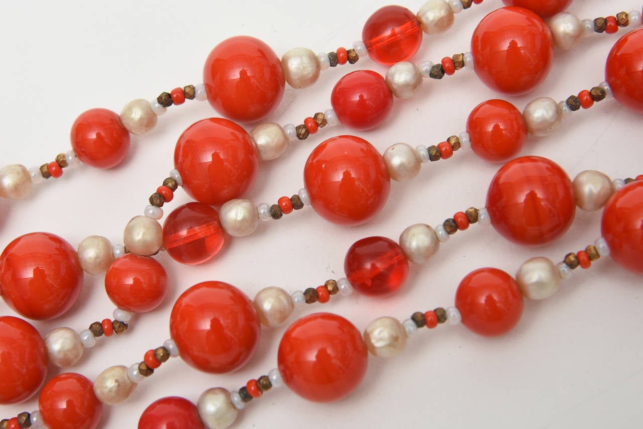 red glass beads necklace