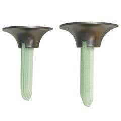 Pair of Karl Springer Purcell Glass and Gun Metal Bronze Sconces 7