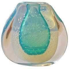 Beautiful Italian Murano Sommerso Bullecante Glass Vessel/Vase/SAT.SALE