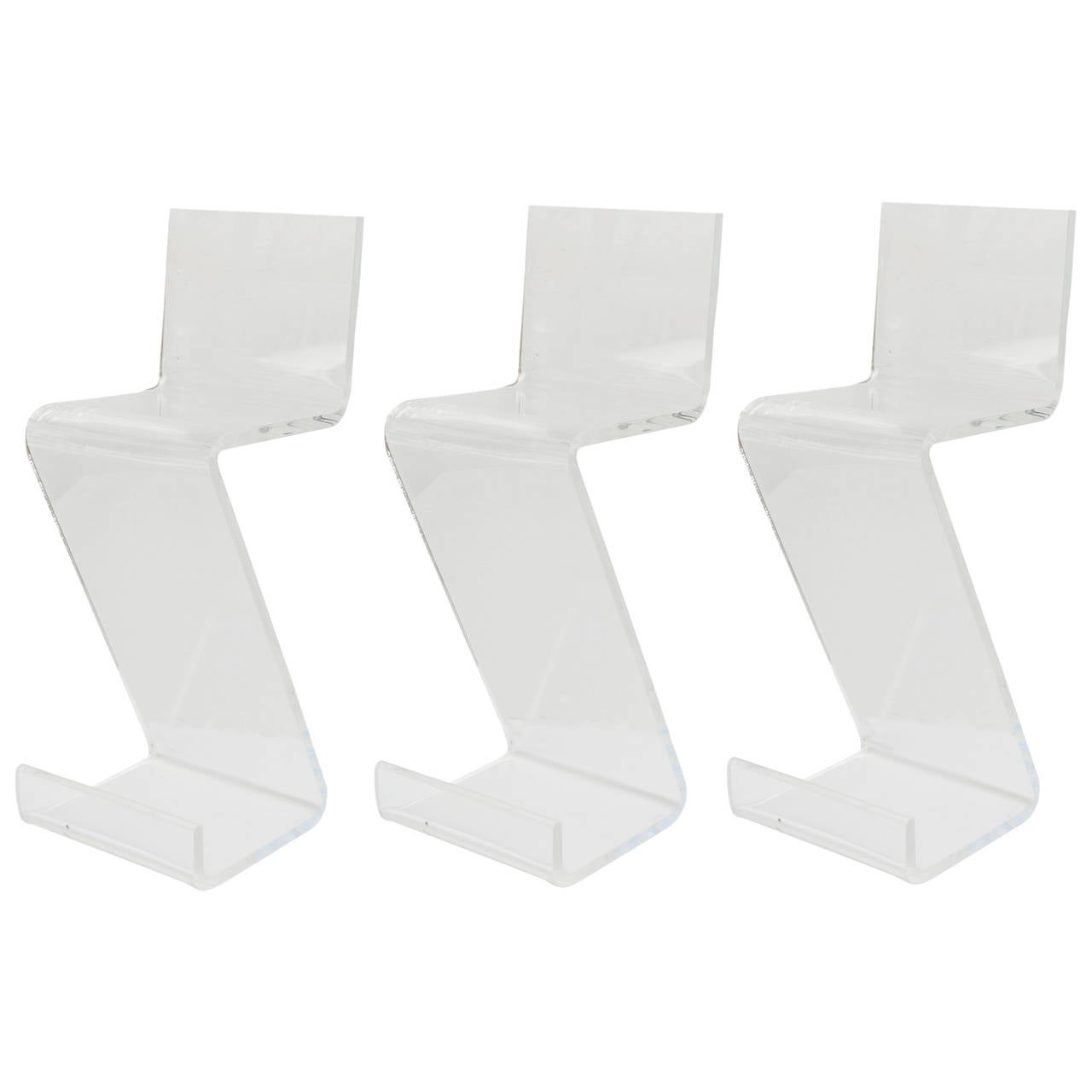 Set of Three Lucite Z Bar Stools / Saturday Sale at 1stdibs