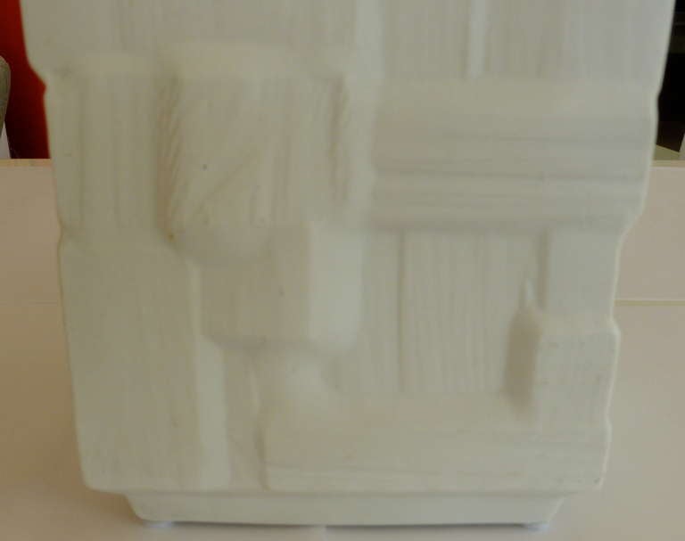 Monumental Sculptural White Porcelain Signed Vase/Vessel In Excellent Condition In North Miami, FL