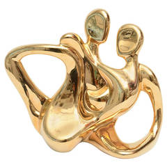 Abstract Gold Plated, Ceramic Entwined Bodies Sculpture by Jaru / SATURDAY SALE