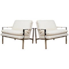 Pair of Milo Baughman Cube Lounge Chairs