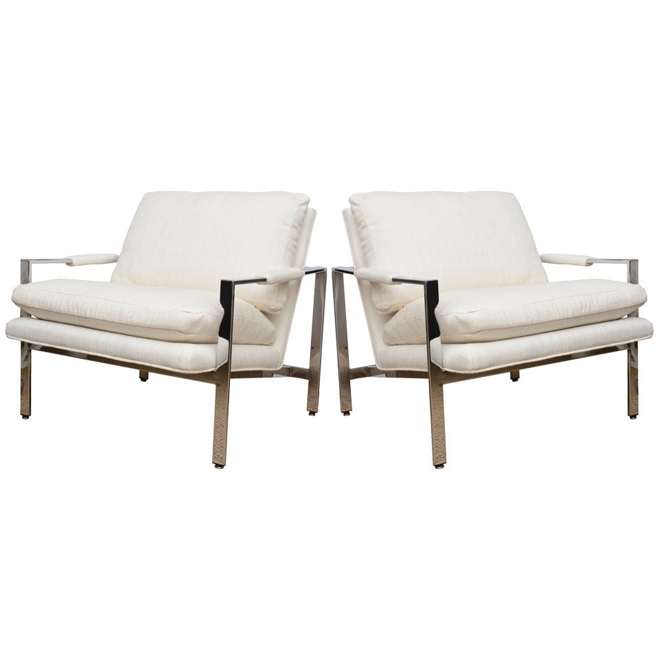 Pair of Milo Baughman Cube Lounge Chairs