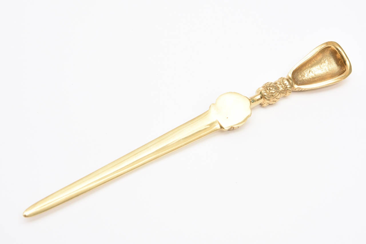 Solid Brass Tassel Letter Opener In Excellent Condition In North Miami, FL