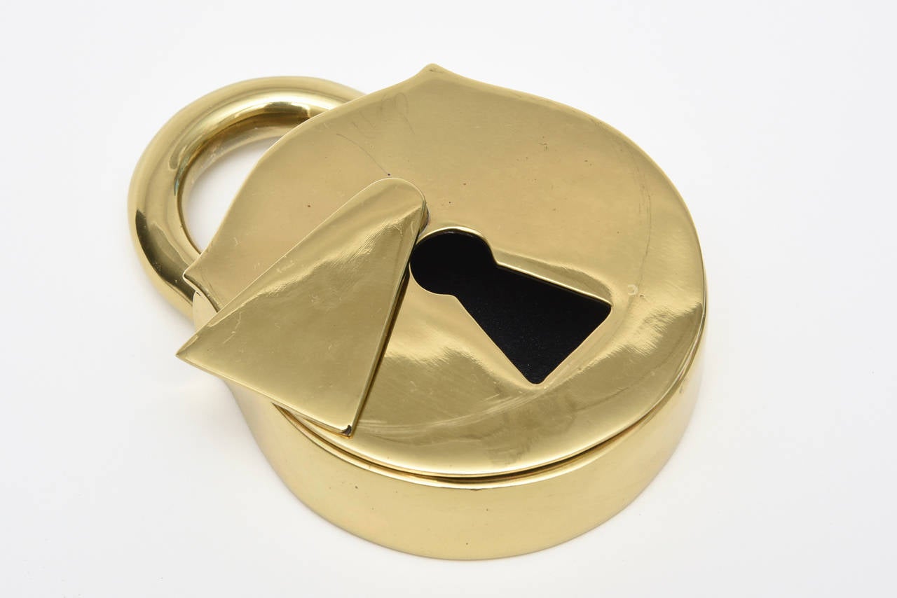 American Carl Aubock Inspired Polished Clever Brass Pop Art Covered Lock Box or Object