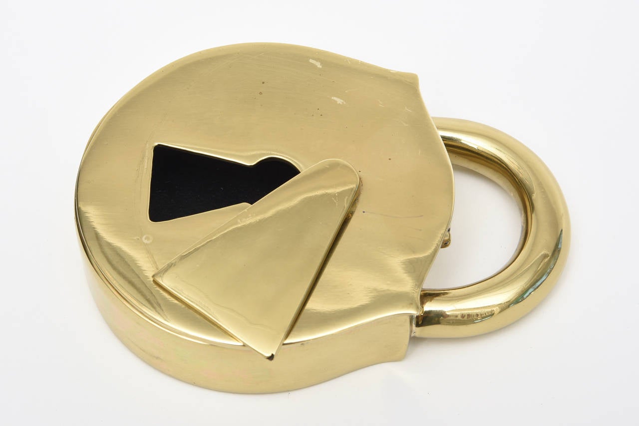 Carl Aubock Inspired Polished Clever Brass Pop Art Covered Lock Box or Object 3