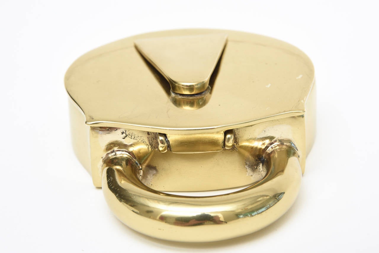 Carl Aubock Inspired Polished Clever Brass Pop Art Covered Lock Box or Object 4