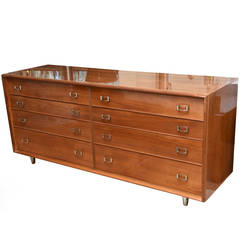Paul Frankl for Widdicomb Wood and Nickel Silver Eight-Drawer Dresser