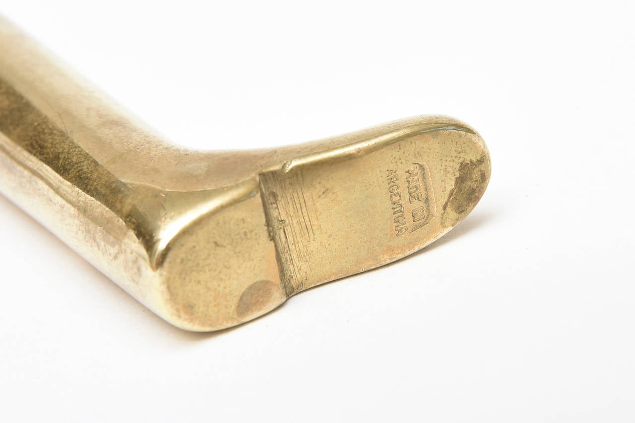 Mid-20th Century Solid Brass Vintage Polo Boot Bottle Opener