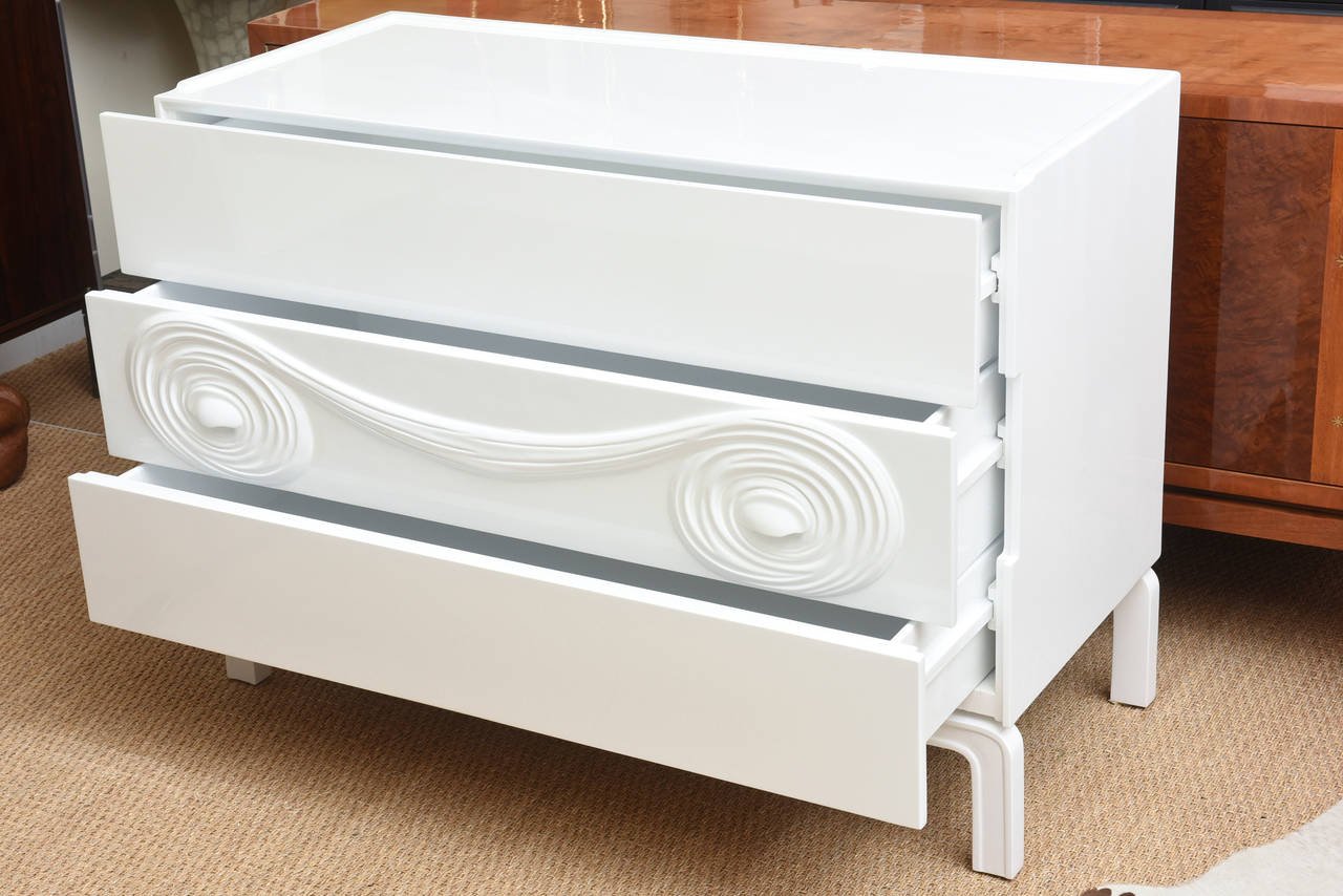 Swedish Edmond Spence White Lacquered Wood Chest of Drawers or Dresser