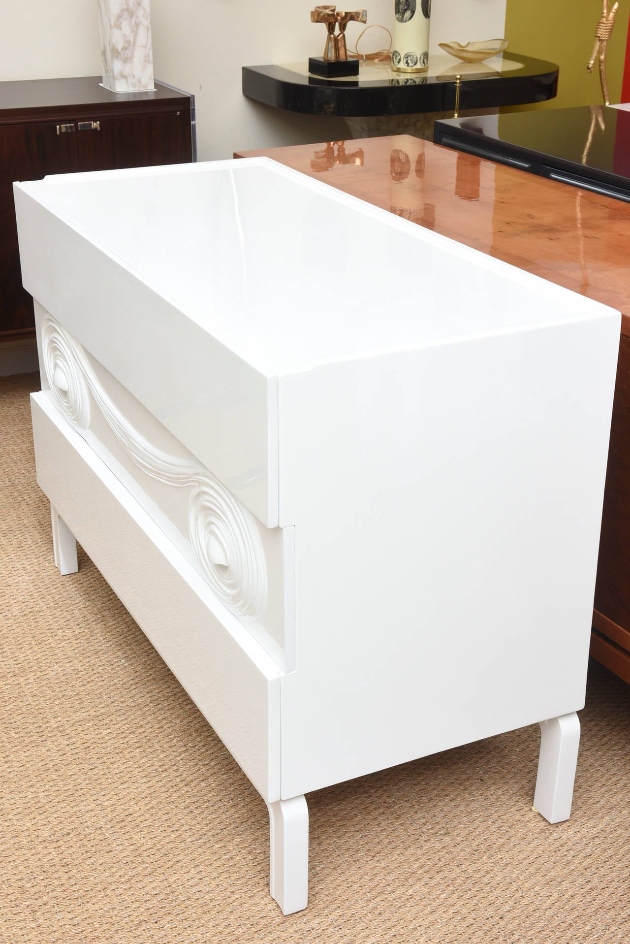 Edmond Spence White Lacquered Wood Chest of Drawers or Dresser 1
