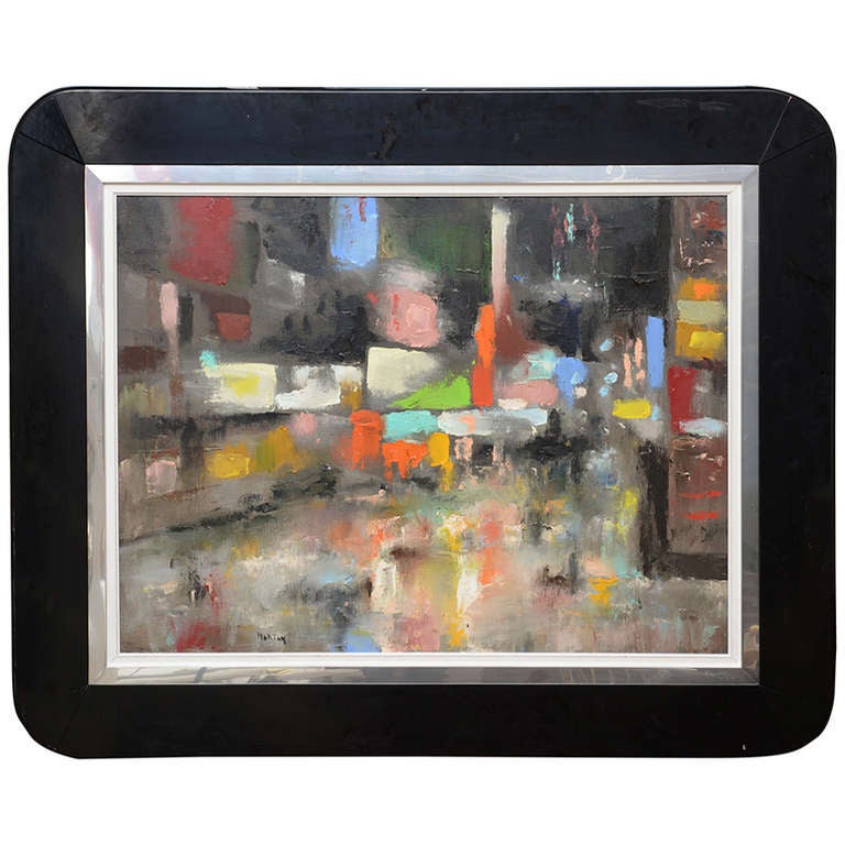 Palette Knife Modernist American Scholl Acrylic on Canvas Painting For