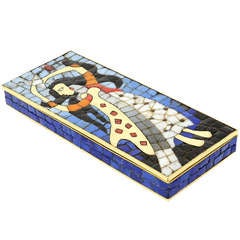 Mexican Salvador Teran  Mosaic Glass Tiles and Brass Hinged Box