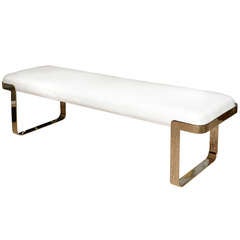 Chic Milo Baughman Chrome over Stainless/Upholstered Bench