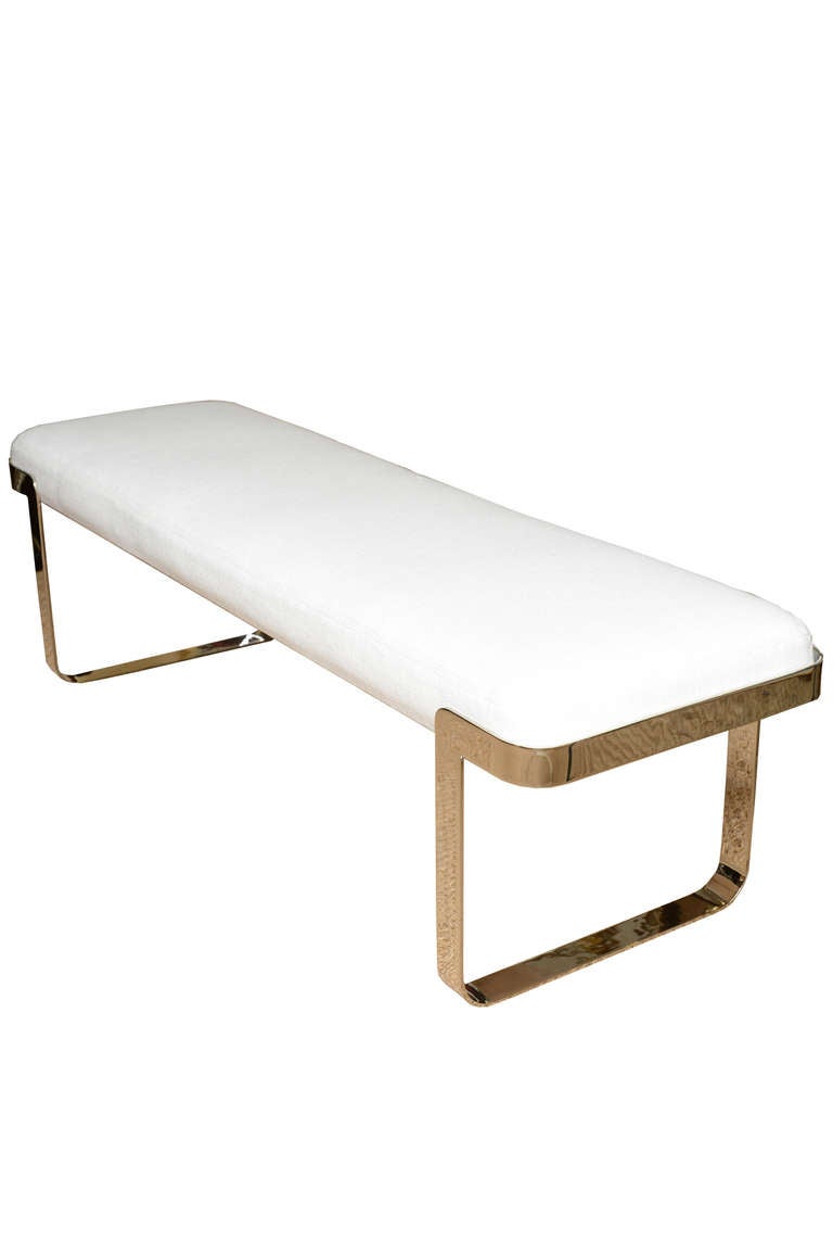 American Chic Milo Baughman Chrome over Stainless/Upholstered Bench