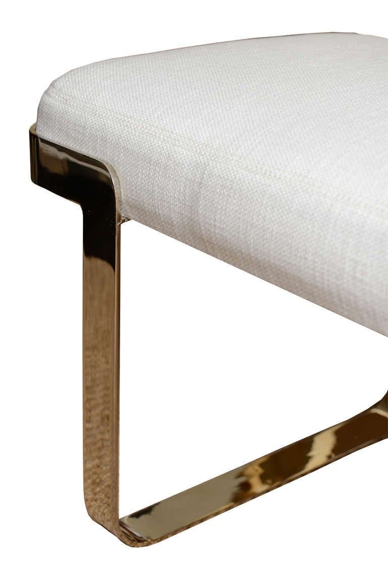 Late 20th Century Chic Milo Baughman Chrome over Stainless/Upholstered Bench