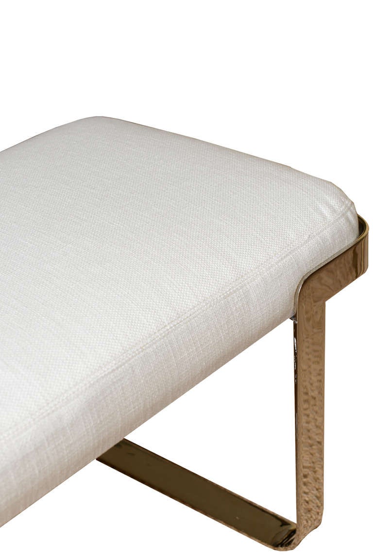 Chic Milo Baughman Chrome over Stainless/Upholstered Bench 2