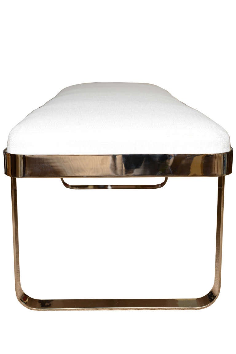Chic Milo Baughman Chrome over Stainless/Upholstered Bench 3