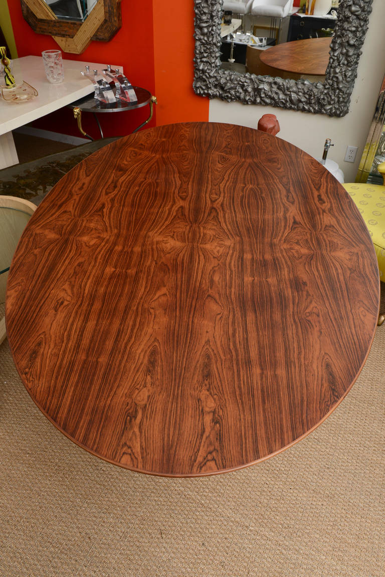 Florence Knoll Rosewood and Chromed Steel Oval Dining Table