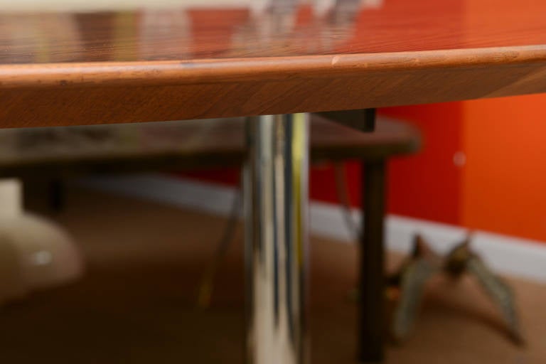 Florence Knoll Rosewood and Chromed Steel Oval Dining Table 3