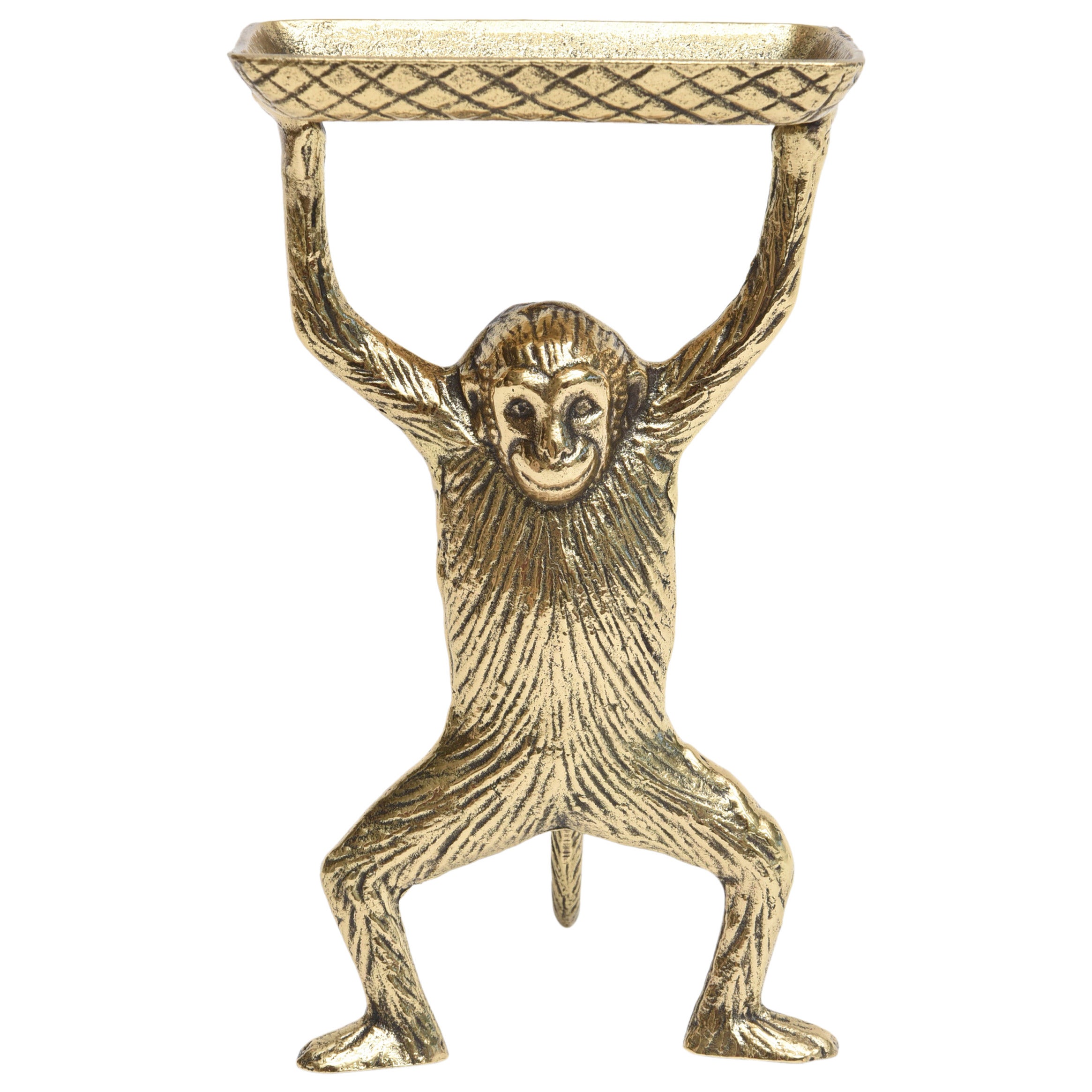 Polished Vintage "Strong Man" Brass Monkey Card Holder or Soap Dish