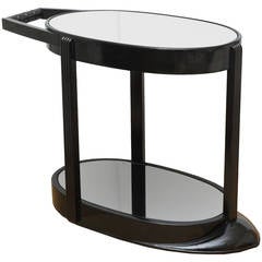 Ebonized Art Deco Streamlined Sculptural Two-Tier Bar Cart or Trolley 3