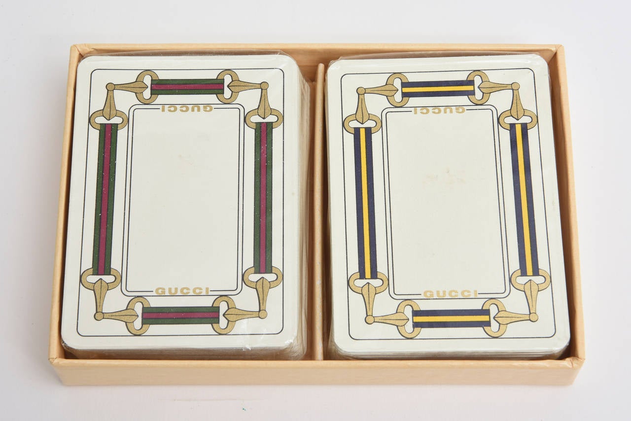 This never used set of vintage Gucci playing cards in their original box is perfect for the game or card player and lover of all Gucci.
No other words needed.