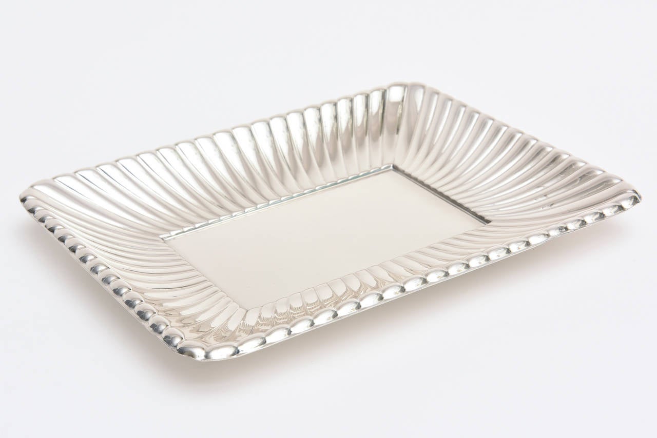 Mid-Century Modern  Reed and Barton Sterling Silver Ribbed Serving Tray/ Dish