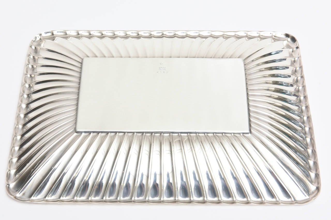 Reed and Barton Sterling Silver Ribbed Serving Tray/ Dish 1