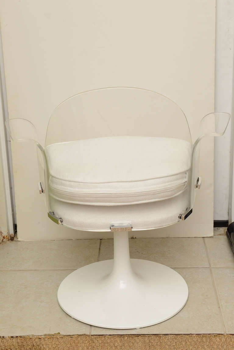 Lucite/Chrome Vladimir Kagan Swivel Desk/Vanity Chair 1