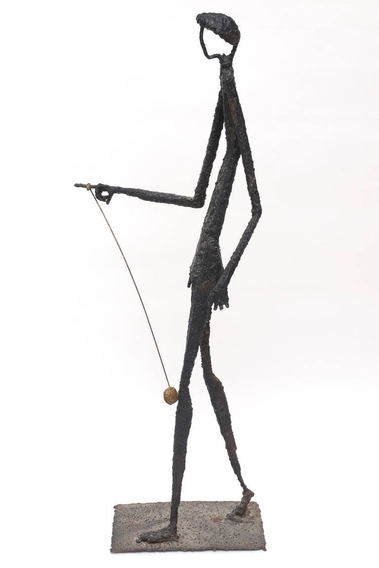 Giacometti Style Molten Bronze Standing Tall Sculpture