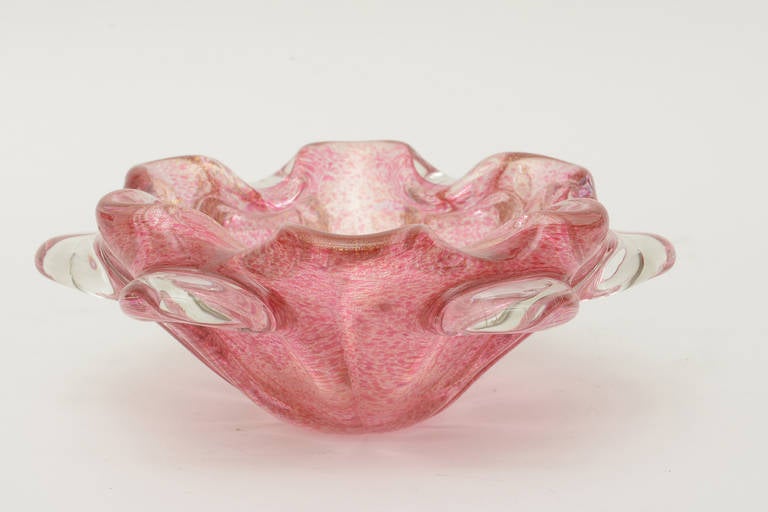 Murano Glass Bowl with Clear Appendages Vintage In Good Condition In North Miami, FL