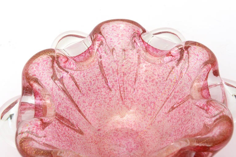 Murano Glass Bowl with Clear Appendages Vintage 1
