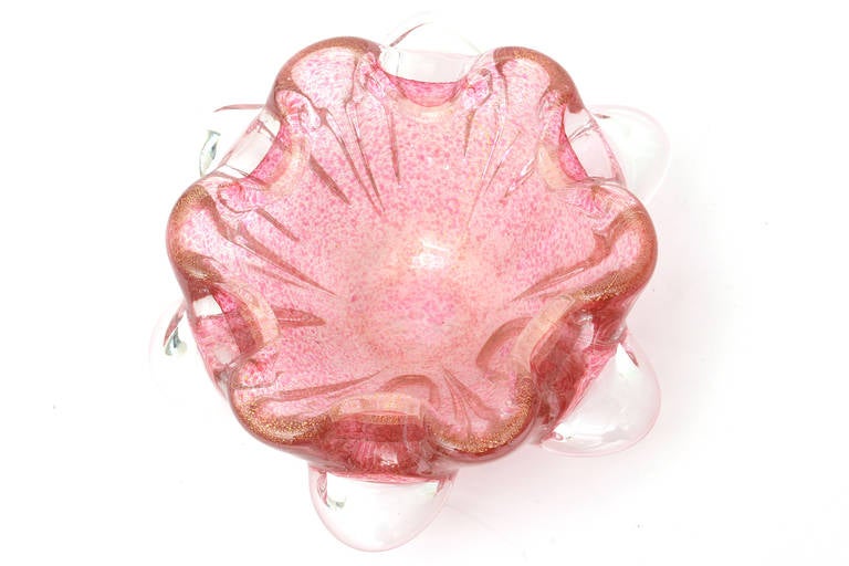Murano Glass Bowl with Clear Appendages Vintage 2
