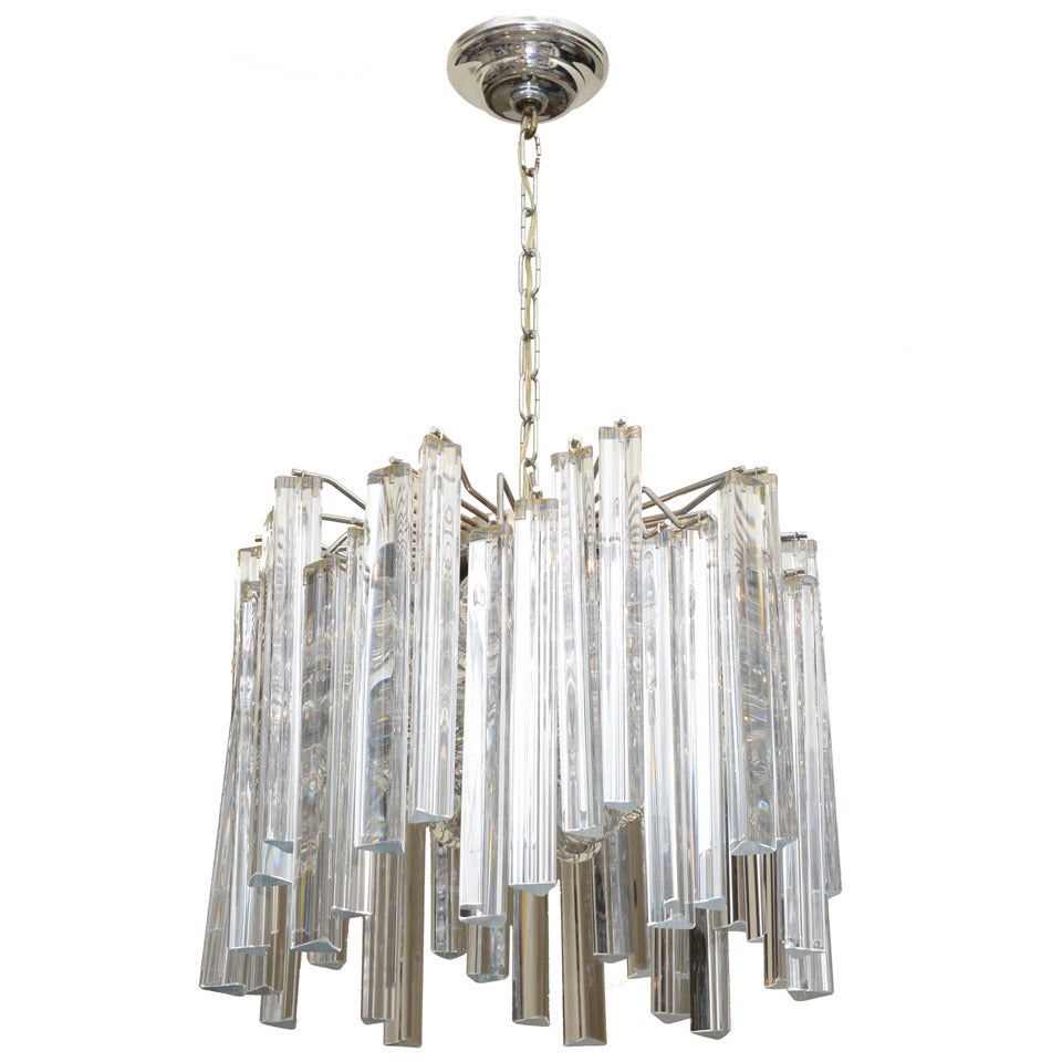 Italian Venini Prism and Glass Ball Chandelier