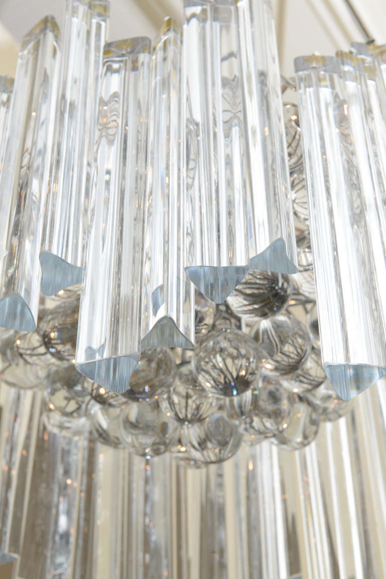 Mid-20th Century Italian Venini Prism and Glass Ball Chandelier