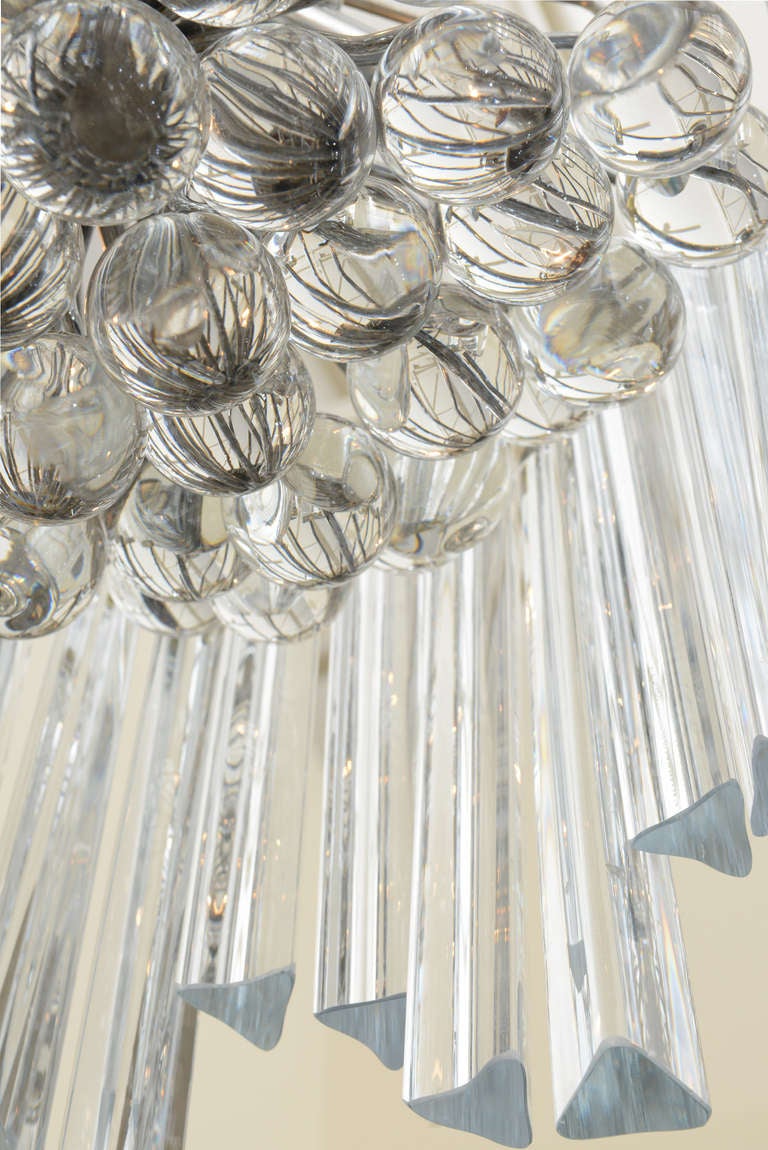 Italian Venini Prism and Glass Ball Chandelier 1