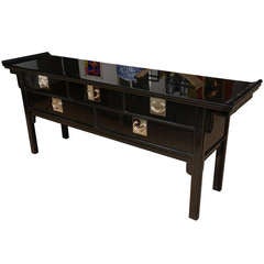 Lacquered Console With 5 Drawers Attributed To Baker/ SATURDAY SALE