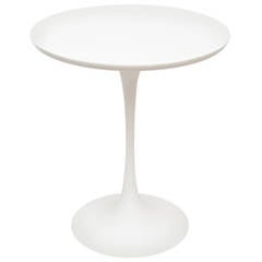 Saarinen Style White Tulip Resin or Wood Side Table