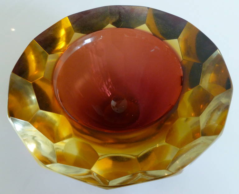 Italian Murano Faceted Geode Sommerso Glass Bowl 3