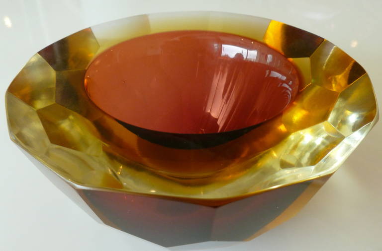 Italian Murano Faceted Geode Sommerso Glass Bowl 4