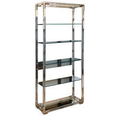 Charles Hollis Jones Großes Regal/Etagere aus Lucite und Nickel Silber