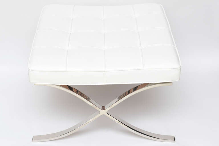 Pair of Knoll Mies Van der Rohe Stainless Steel/Leather Barcelona Benches