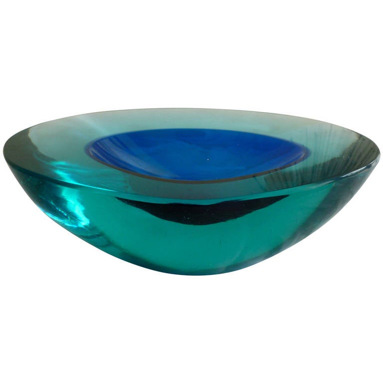 Beautiful Italian Murano Cenedese Sommerso Chunky Glass Bowl at 1stDibs