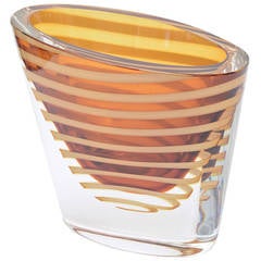 Italian Murano Cenedese Ovoid Asymmetrical Sommerso Glass Vase or Vessel