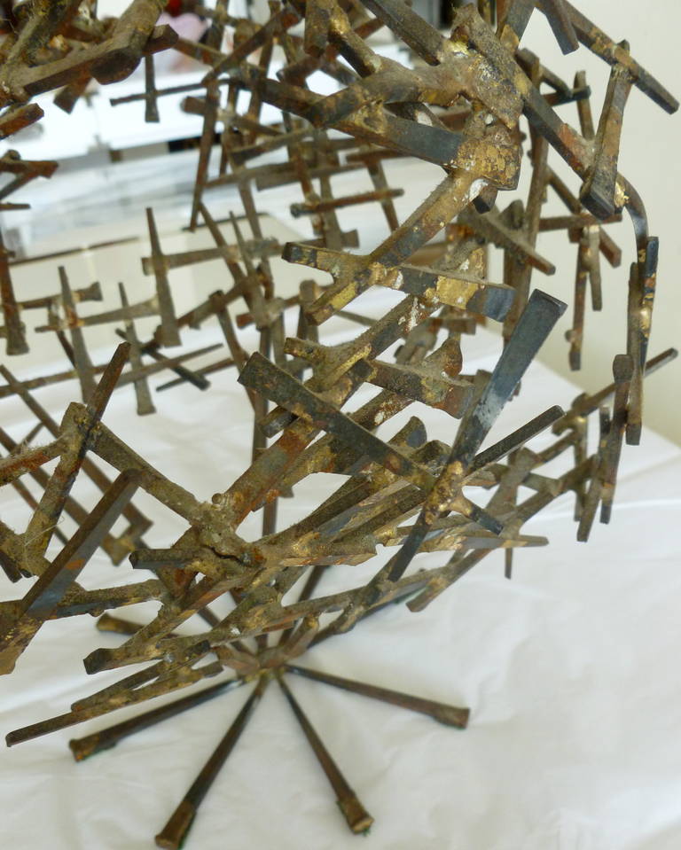 Brutalist Abstract One of Kind Tabletop Nail Sculpture For Sale at 1stdibs